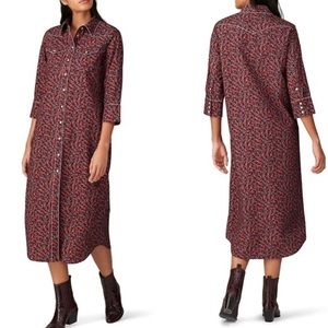 R13 Liberty cotton western midi dress, red and blue flowers